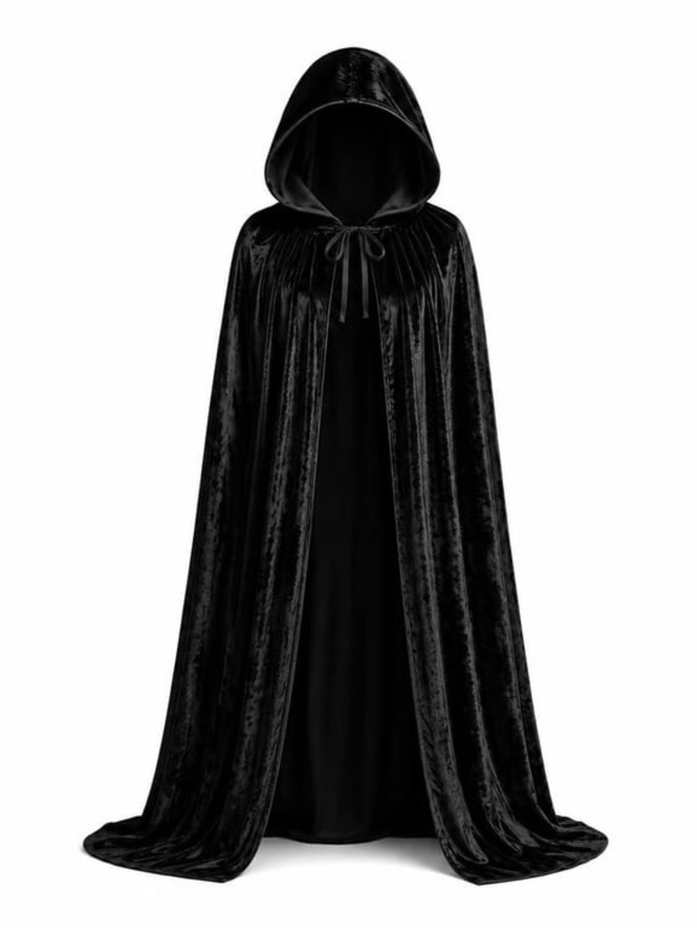 🎃 Black Velvet Hooded Cloak Halloween Costume